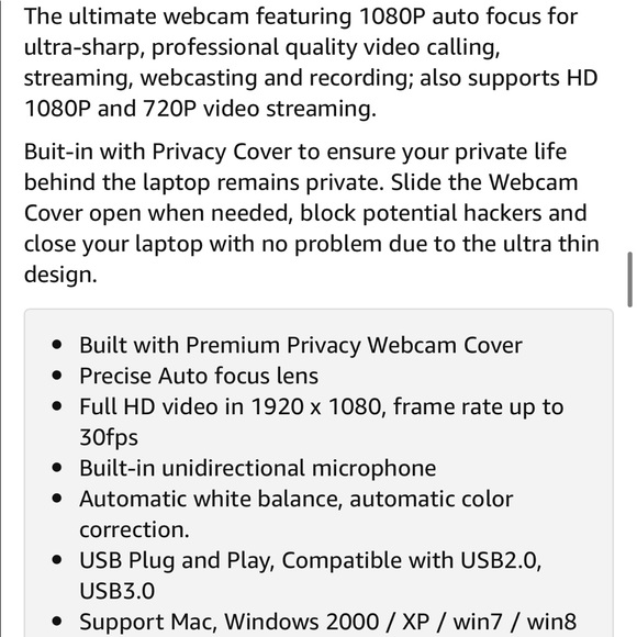 Webcam 1080P with Privacy Cover - Picture 8 of 15